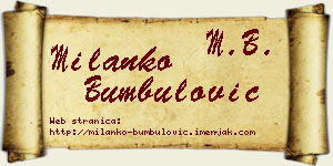 Milanko Bumbulović vizit kartica